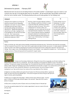 SPRING 2 Information for parents
