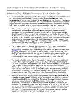 Submission of Thesis SNE4390 &ndash;Autumn term 2015