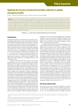 Applying the lessons of maternal mortality reduction to global