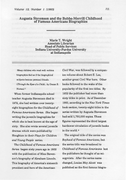 Augusta Stevenson and the Hobbs-Merrill Childhood of Famous