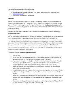 Summer Reading Assignment for AP US History 1. The Adventures