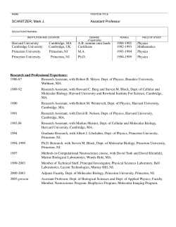 SCHNITZER, Mark J. Assistant Professor Harvard University