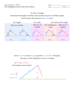The Ambiguous Case for the Law of Sines The