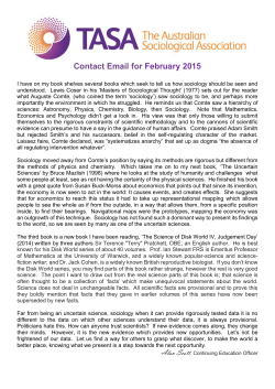 Contact Email for February 2015 - The Australian Sociological