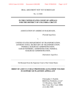 Prof. Volokh Amicus Brief -- AAR v. DOT (CADC)