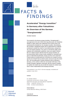 Accelerated "Energy transition" in Germany after Fukushima: An