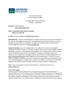 PSY 3065 JYB01 J17SP Abnormal Behavior