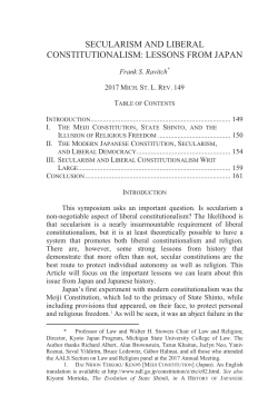 Secularism and Liberal Constitutionalism: Lessons from Japan