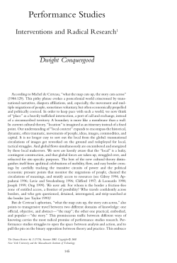 Performance Studies: Interventions and Radical