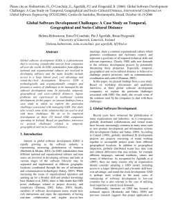 Global Software Development Challenges: A Case Study on