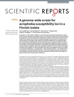 A genome-wide screen for acrophobia susceptibility loci in a Finnish