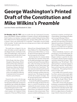 Teaching with Documents George Washington`s Printed Draft of the
