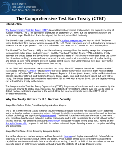 The Comprehensive Test Ban Treaty (CTBT)