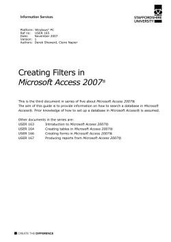 Creating Filters in Microsoft Access 2007