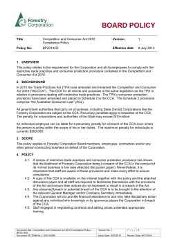 Competition and Consumer Act 2010 Compliance Policy