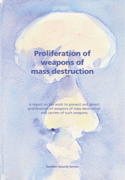Proliferation of weapons of mass destruction, a report on the work to