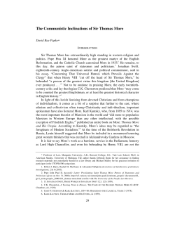 The Communistic Inclinations of Sir Thomas More
