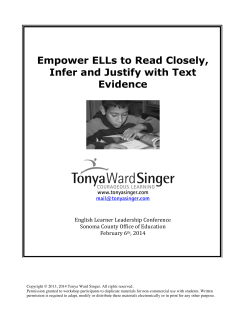 Empower ELLs to Read Closely, Infer and Justify with Text Evidence