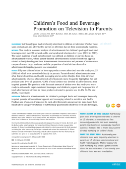 Children`s Food and Beverage Promotion on Television