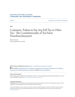 Comment, "Failure to Pay Any Poll Tax or Other Tax"