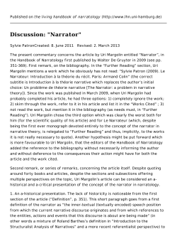 Narrator - the living handbook of narratology