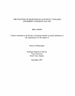 THE FUNCTION OF SELECTION IN NAZI POLICY TOWARDS