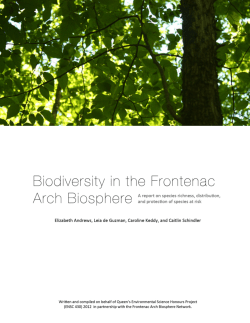 Biodiversity in the Frontenac Arch Biosphere (2012