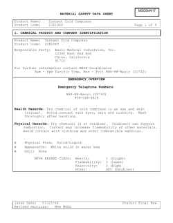 MATERIAL SAFETY DATA SHEET Product Name: Instant Cold
