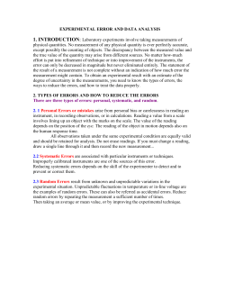 experimental error and data analysis