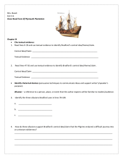 Mrs. Bondi ELA 5-6 Close Read from Of Plymouth Plantation