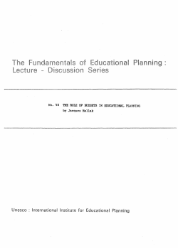 The Role of budgets in educational planning - UNESDOC