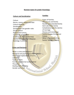 Revision topics for grade 9 Sociology: Culture and Socialisation