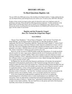 Baptists and the Prosperity Gospel