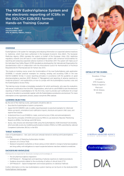 The NEW EudraVigilance System and the electronic reporting of