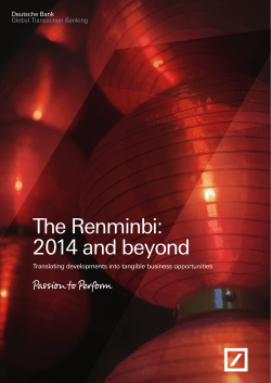 The Renminbi: 2014 and beyond