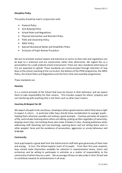 Discipline Policy This policy should be read in conjunction with