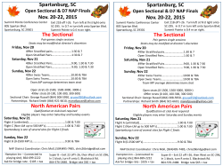 Spartanburg, SC Nov. 20-22, 2015 The Sectional North American