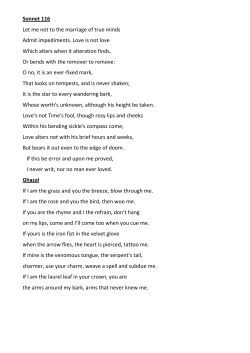 Sonnet 116 Let me not to the marriage of true minds Admit
