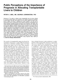 Public Perceptions of the Importance of Prognosis in