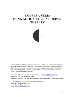 LOVE IS A VERB: USING ACTION TALK IN COUPLES THERAPY