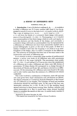 A SURVEY OF DIFFERENCE SETS1 975