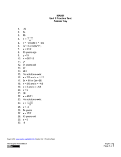 MA001 Unit 1 Practice Test Answer Key 1.