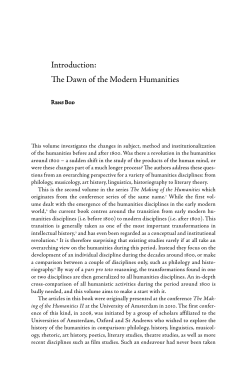 Introduction: The Dawn of the Modern Humanities