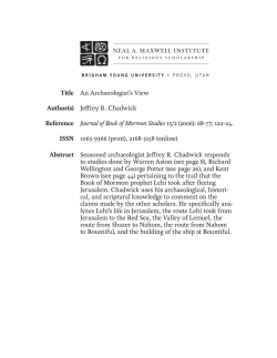 An Archaeologist`s View Jeffrey R. Chadwick Journal