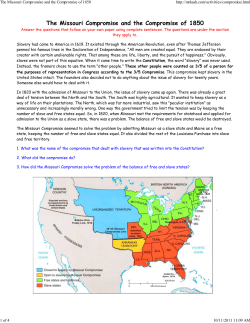 The Missouri Compromise and the Compromise of 1850