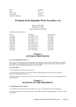 President of the Republic Work Procedure Act