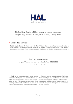 Detecting topic shifts using a cache memory