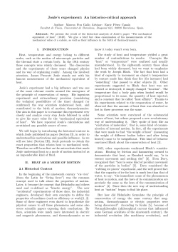 Joule`s experiment: An historico