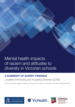 Mental health impacts of racism and attitudes to diversity in Vic