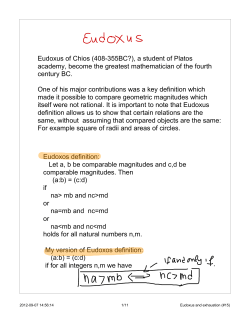 Eudoxus of Chios (408-355BC?), a student of Platos academy